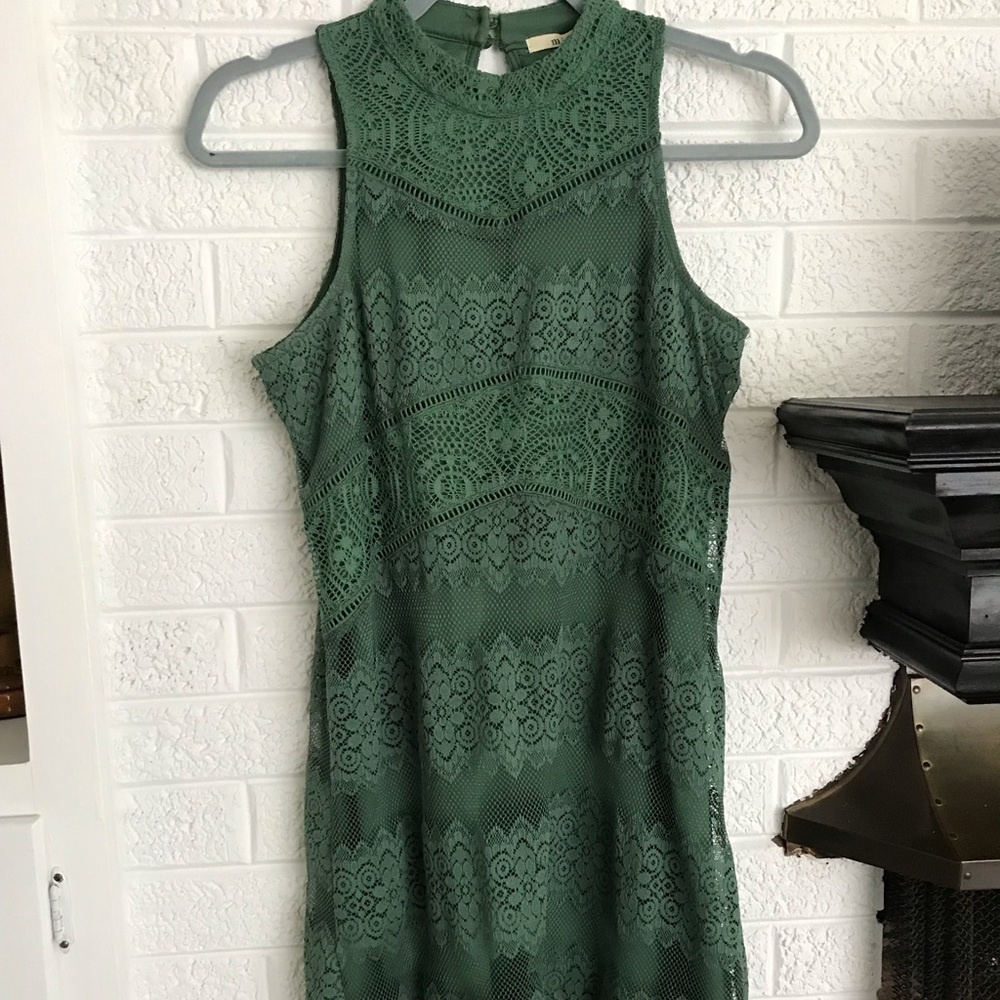 Halter lace green dress